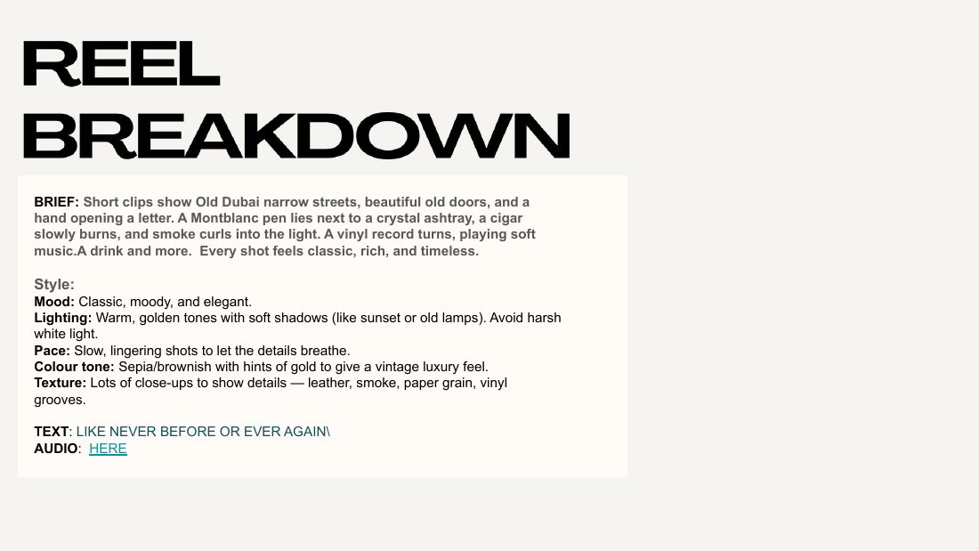 Reel breakdown