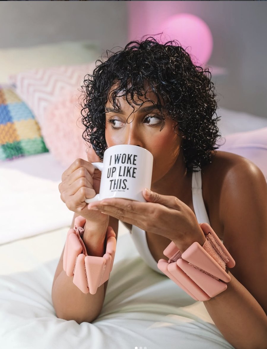 Morning coffee wearing Krump wrist weights