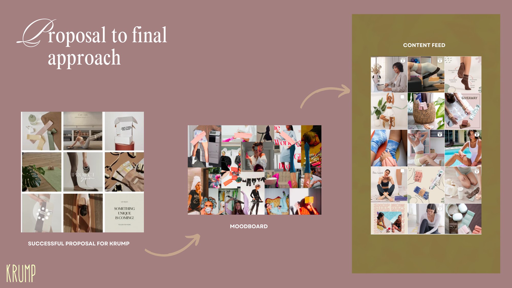 Proposal to final approach for Krump: the successful proposal, the moodboard and the final content feed