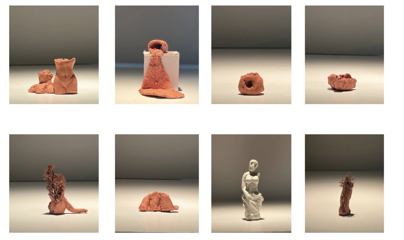 Series of small clay sculptures